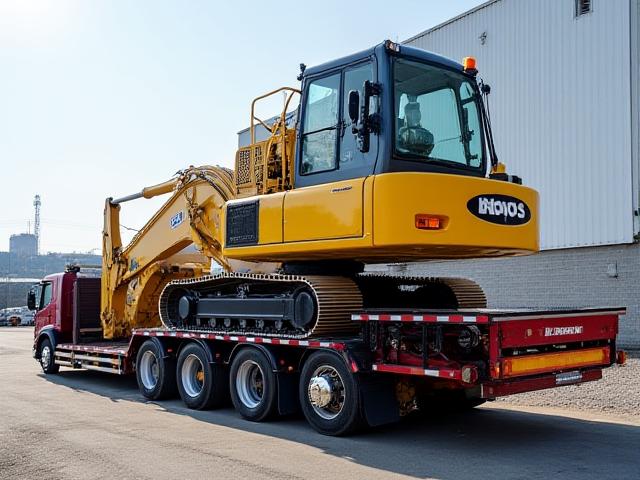 Removable Gooseneck RGN trailer with heavy machinery